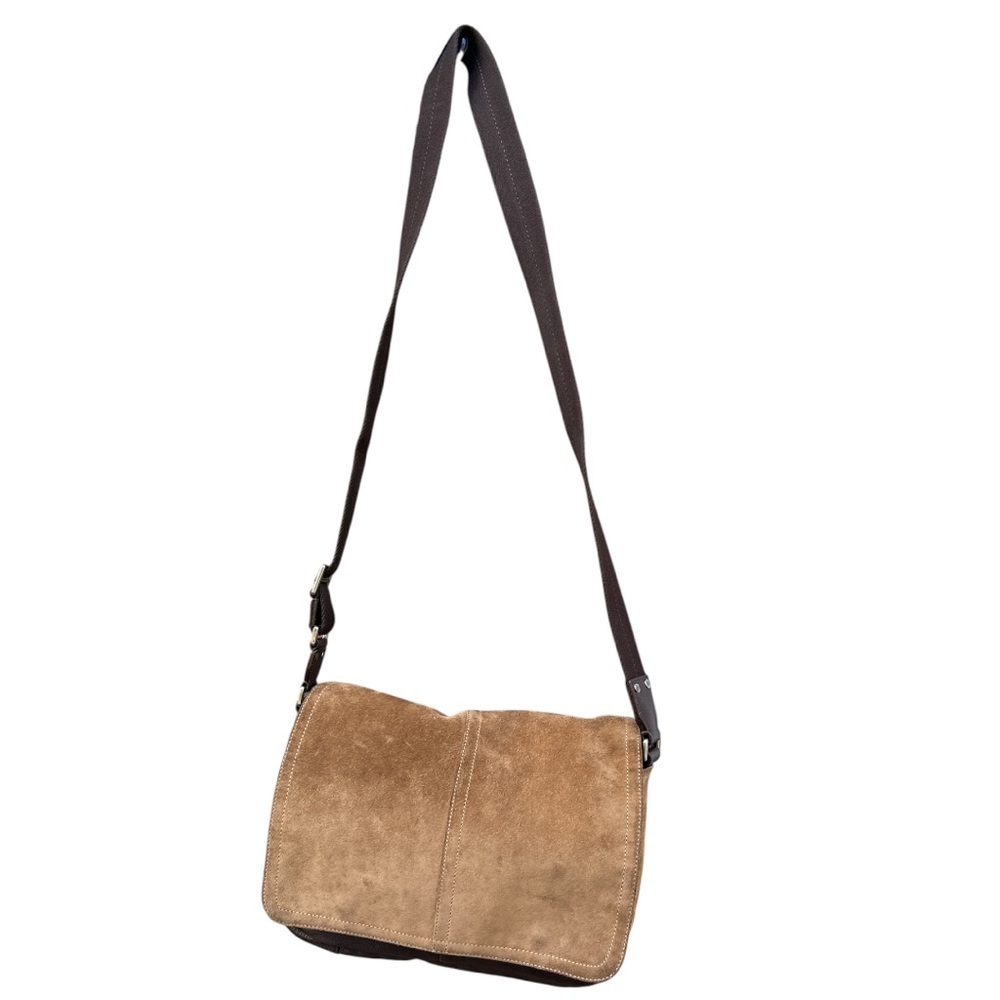 Coach Suede Messenger Bag F70416 | Brown Leather Crossbody | Unisex Vintage - Picture 15 of 17
